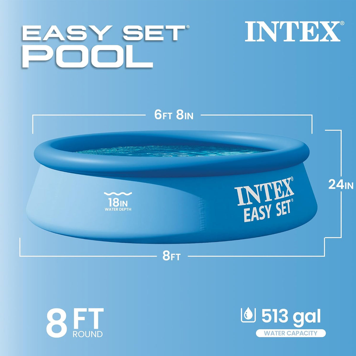 INTEX 8 Foot x 24 Inch Easy Set Swimming Pool - 28106