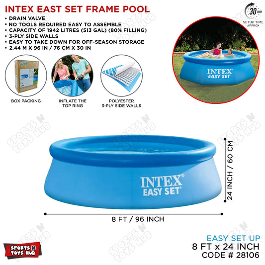 INTEX 8 Foot x 24 Inch Easy Set Swimming Pool - 28106