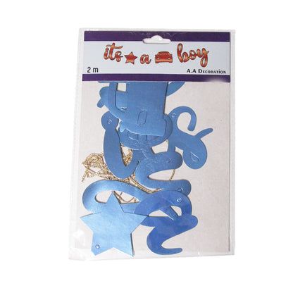 Its A Boy Cursive Cutout Card Banner