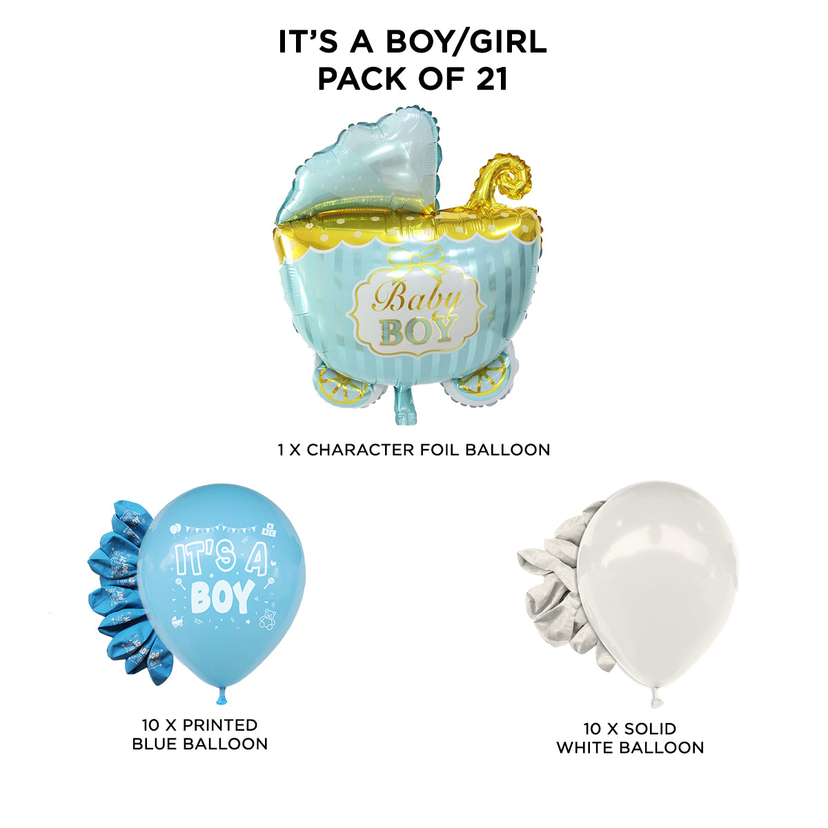 Its a Baby Stroller Printed Balloons Bouquet - 21 Pcs