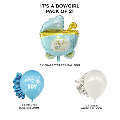 Its a Baby Stroller Printed Balloons Bouquet - 21 Pcs