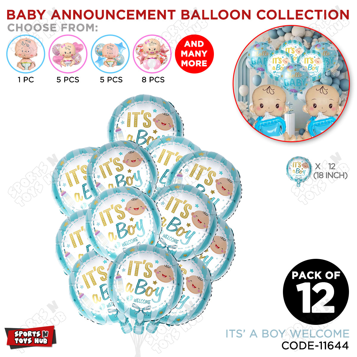 Baby Announcement Its A Boy Welcome Round Foil Balloon