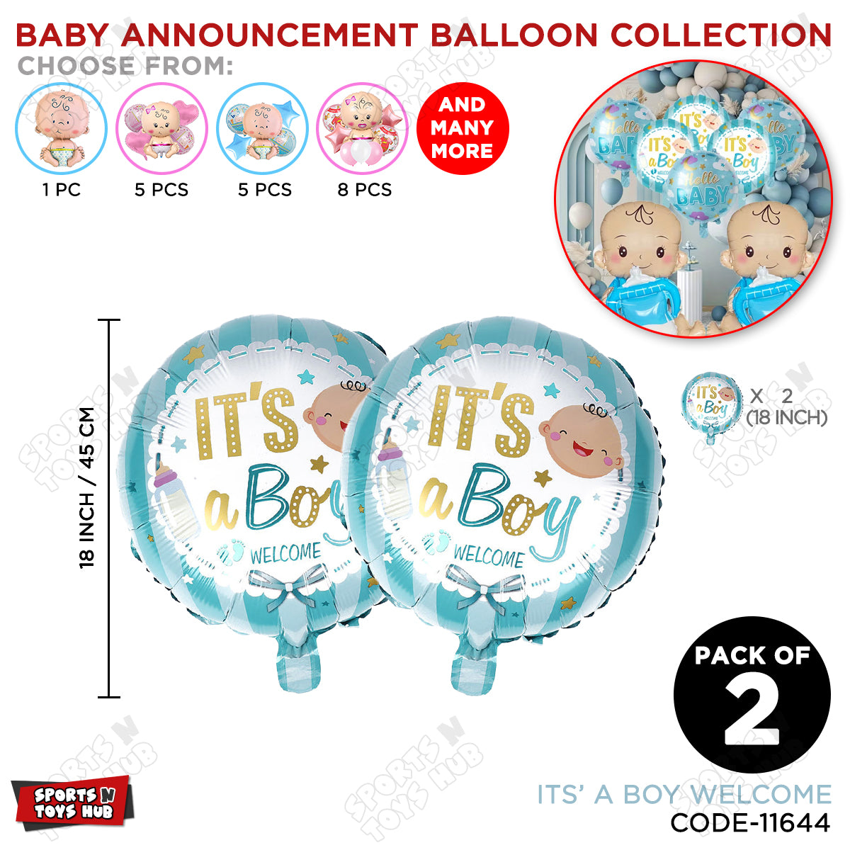Baby Announcement Its A Boy Welcome Round Foil Balloon