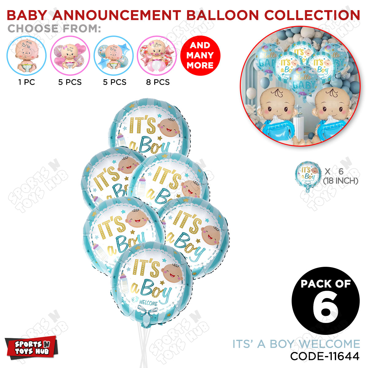Baby Announcement Its A Boy Welcome Round Foil Balloon