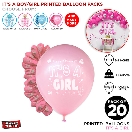 Its a Girl Printed Balloons - Pink