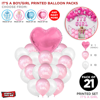 Its a Boy & Girl Printed Balloons - 21 Pcs