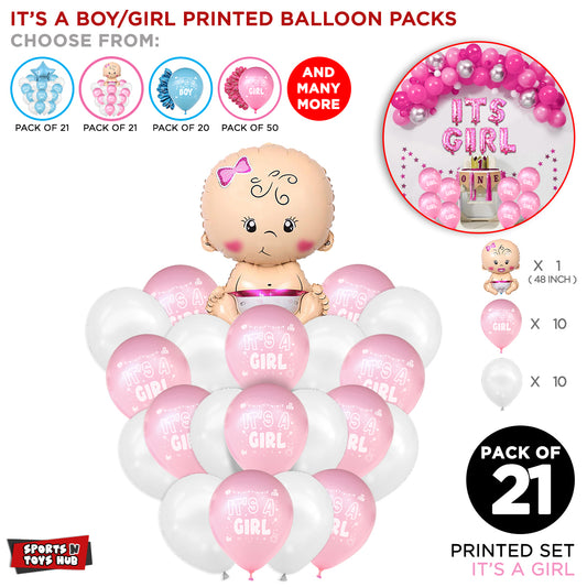Its a Baby Printed Balloons - 21 Pcs