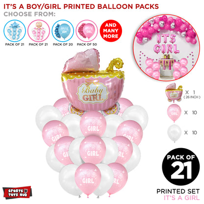 Its a Baby Stroller Printed Balloons Bouquet - 21 Pcs