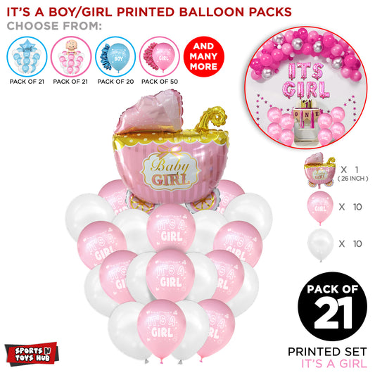 Its a Baby Stroller Printed Balloons Bouquet - 21 Pcs