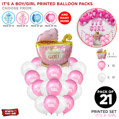 Its a Baby Stroller Printed Balloons Bouquet - 21 Pcs