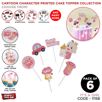 Its a Girl Cake Topper - 6 Pcs