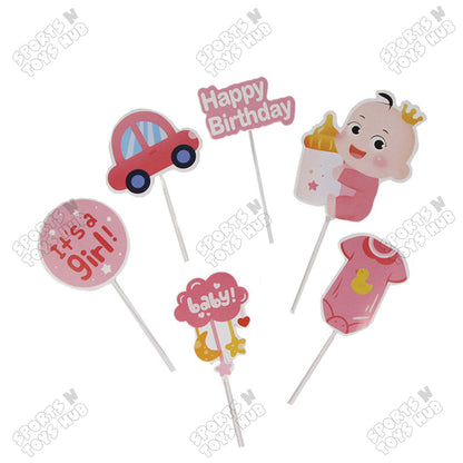 Its a Girl Cake Topper - 6 Pcs