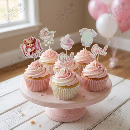 Its a Girl Cup Cake Topper - 12 Pcs