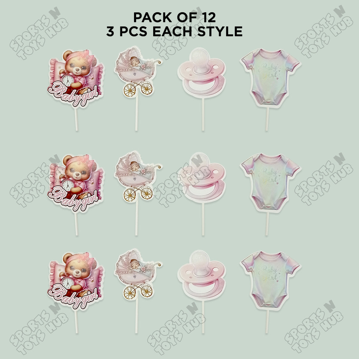 Its a Girl Cup Cake Topper - 12 Pcs