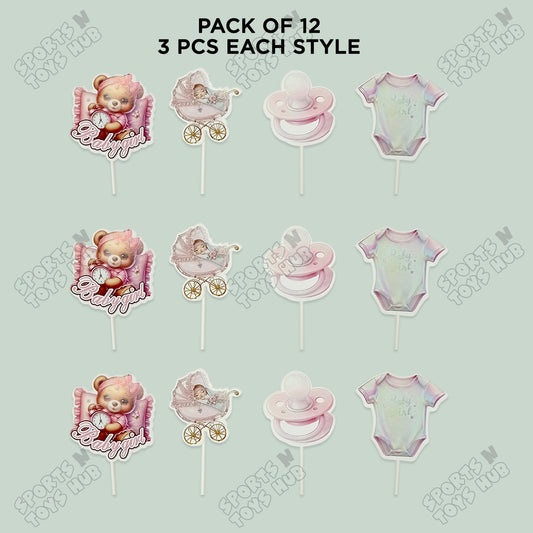 Its a Girl Cup Cake Topper - 12 Pcs