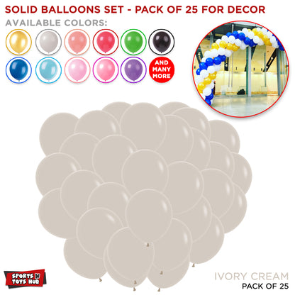 1.5 Gram Solid Latex 10 Inch Round Balloons - 25 Pcs