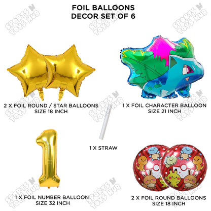 Ivy-saur Foil Balloon Set With Number Collection - Pack Of 6