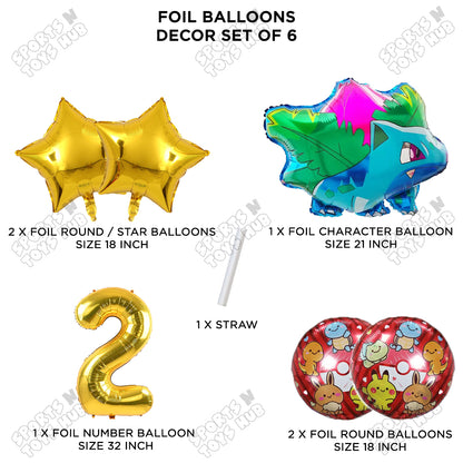 Ivy-saur Foil Balloon Set With Number Collection - Pack Of 6