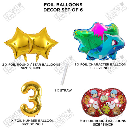 Ivy-saur Foil Balloon Set With Number Collection - Pack Of 6