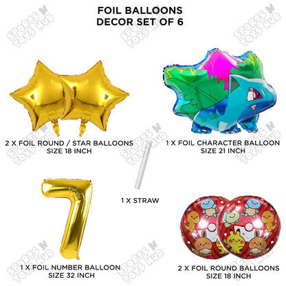 Ivy-saur Foil Balloon Set With Number Collection - Pack Of 6