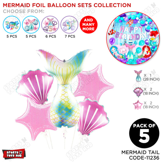 Mermaid Tail Pack Of 5 Foil Balloon Set
