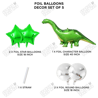 Jumbo Apatosaurus Green Dino Pack Of 5 Foil Balloon Set