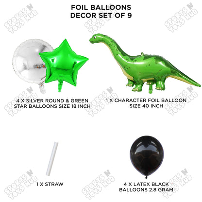 Jumbo Apatosaurus Dino Pack Of 9 Foil Balloon Set