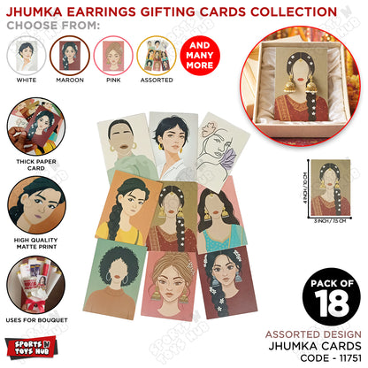 Assorted Designer Portrait Collection Jhumka Earrings Gifting Card – Premium Matte Jewelry Display Card for All Occasions