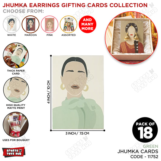 Pastel Background Portrait Jhumka Card – Stylish Thick Paper Jewelry Back Card for Boutique Packaging