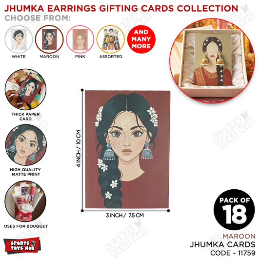 Royal Maroon Bridal Style Jhumka Earrings Gifting Card – Premium Matte Finish Jewelry Holder Card for Wedding, Mehndi & Gift Presentation