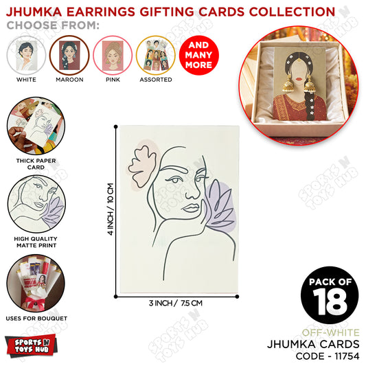 Assorted Illustrated Women Art Jhumka Earrings Gifting Card – Matte Printed Decorative Jewelry Packaging Card for Festive Occasions