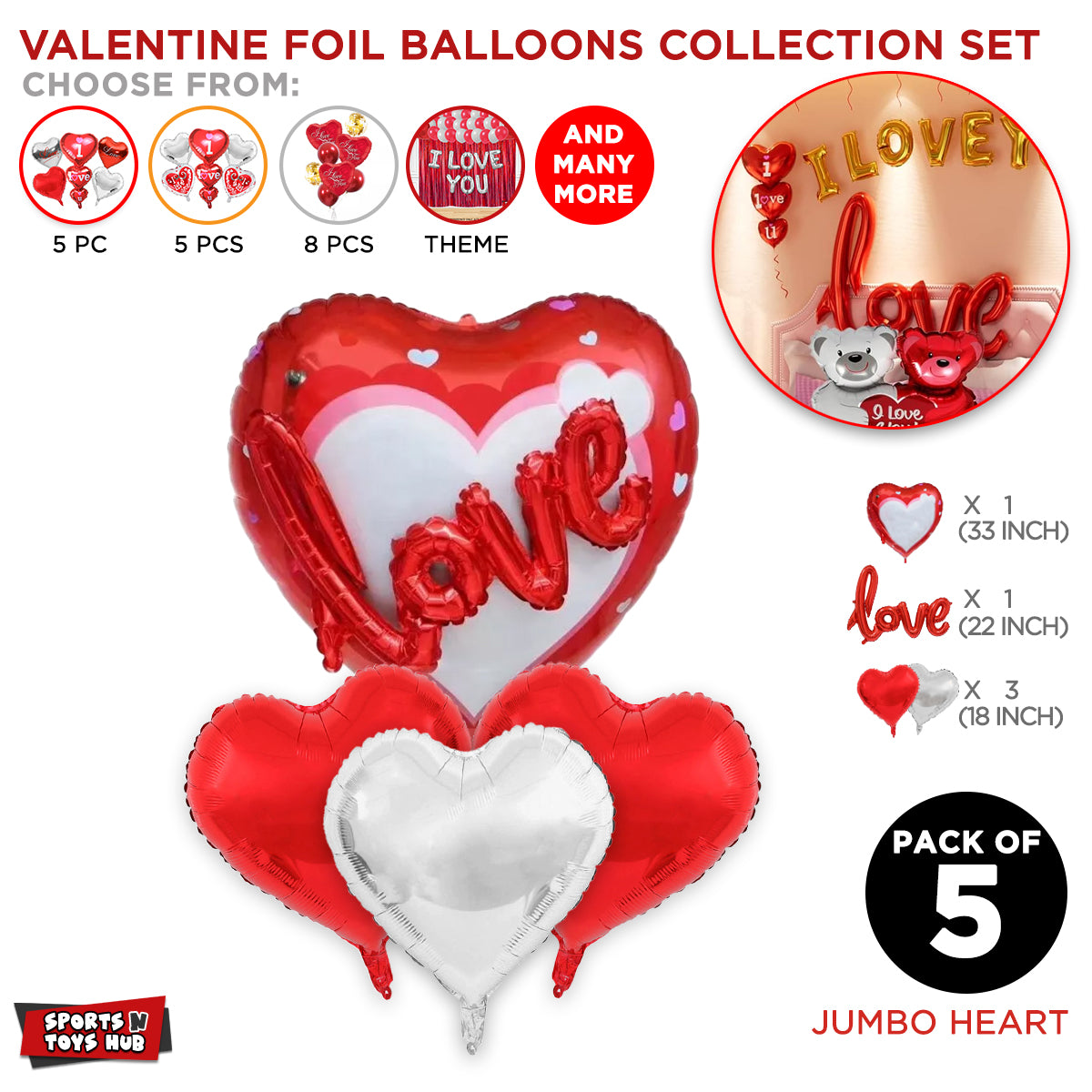 Jumbo Love Foil Letter With Heart Set