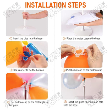Jumbo Metal Balloon Arch Stand Kit – 9 FT / 108 Inch Heavy-Duty Balloon Garland Frame with PVC Bases, Water Bags, Fiberglass Poles, Balloon Clamps & Knotters for Birthday, Wedding, Baby Shower & Event Decor