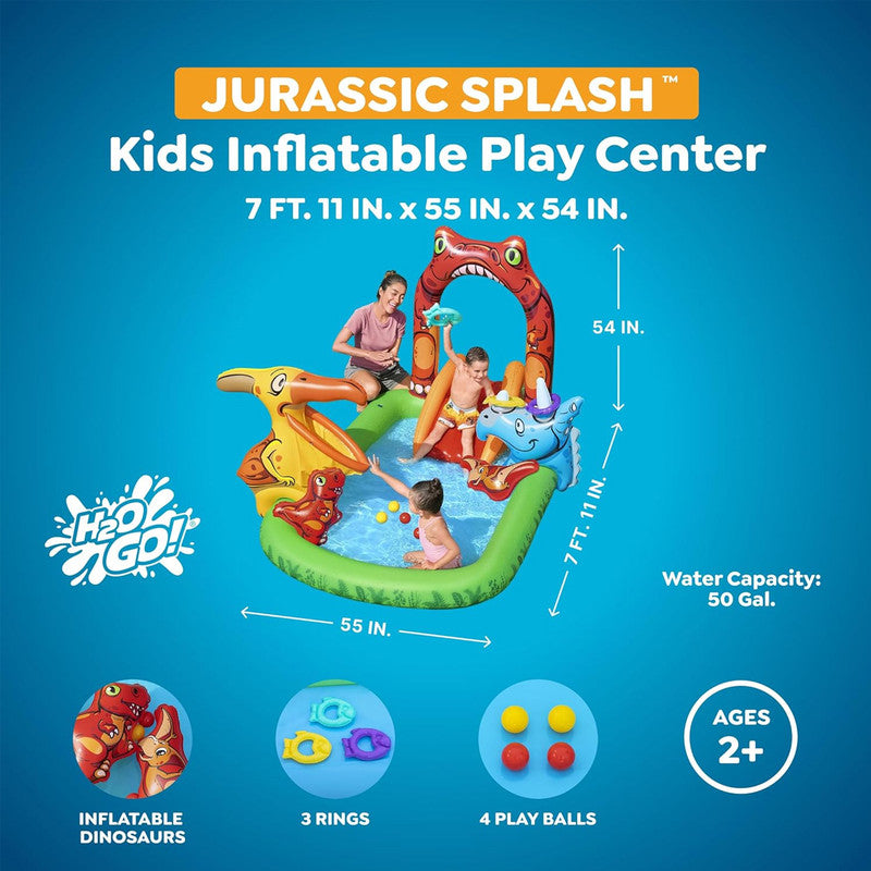 Bestway Jurassic Splash Kids Inflatable Water Play Center & Pool 7 FT x 4.5 FT x 54 IN - 53160