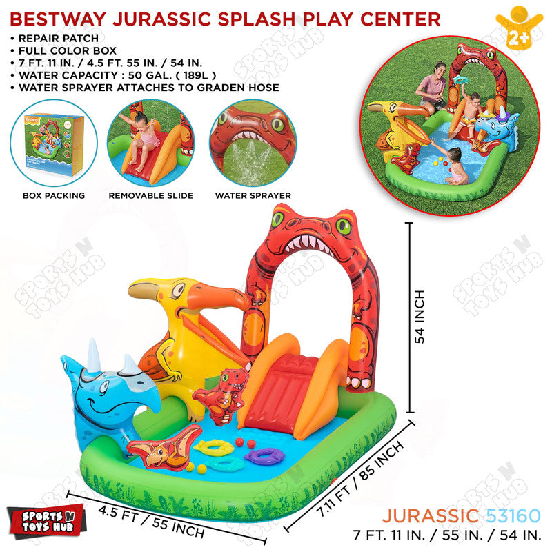 Bestway Jurassic Splash Kids Inflatable Water Play Center & Pool 7 FT x 4.5 FT x 54 IN - 53160