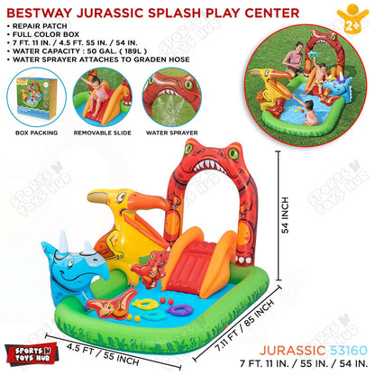 Bestway Jurassic Splash Kids Inflatable Water Play Center & Pool 7 FT x 4.5 FT x 54 IN - 53160