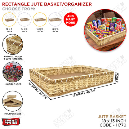 Jute Rope Knitted Rectangle Shape Wooden Basket Collection