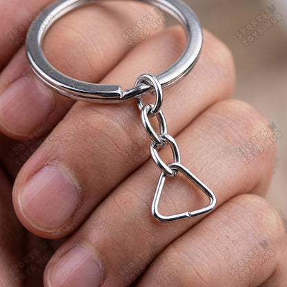 Silver Chrome Flat Key Rings with Triangle Jump Ring – Heavy Duty Metal Split Keychain Rings for DIY Crafts, Art Projects, Jewelry Making, Keychain Making, Bag Charms & Handmade Accessories