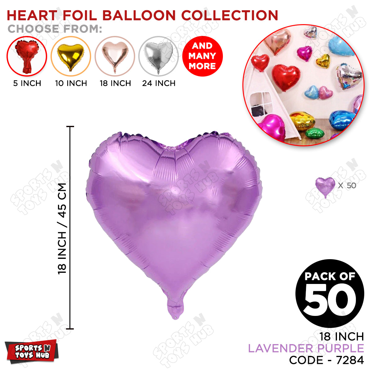 18 Inch - Lavender Purple Heart Foil Balloon