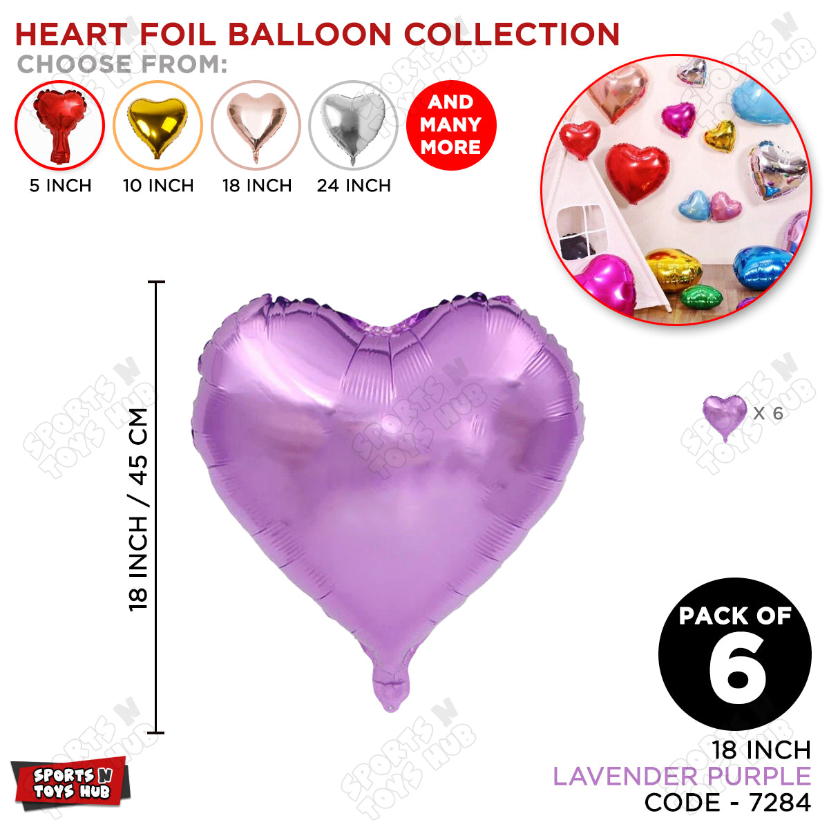 18 Inch - Lavender Purple Heart Foil Balloon