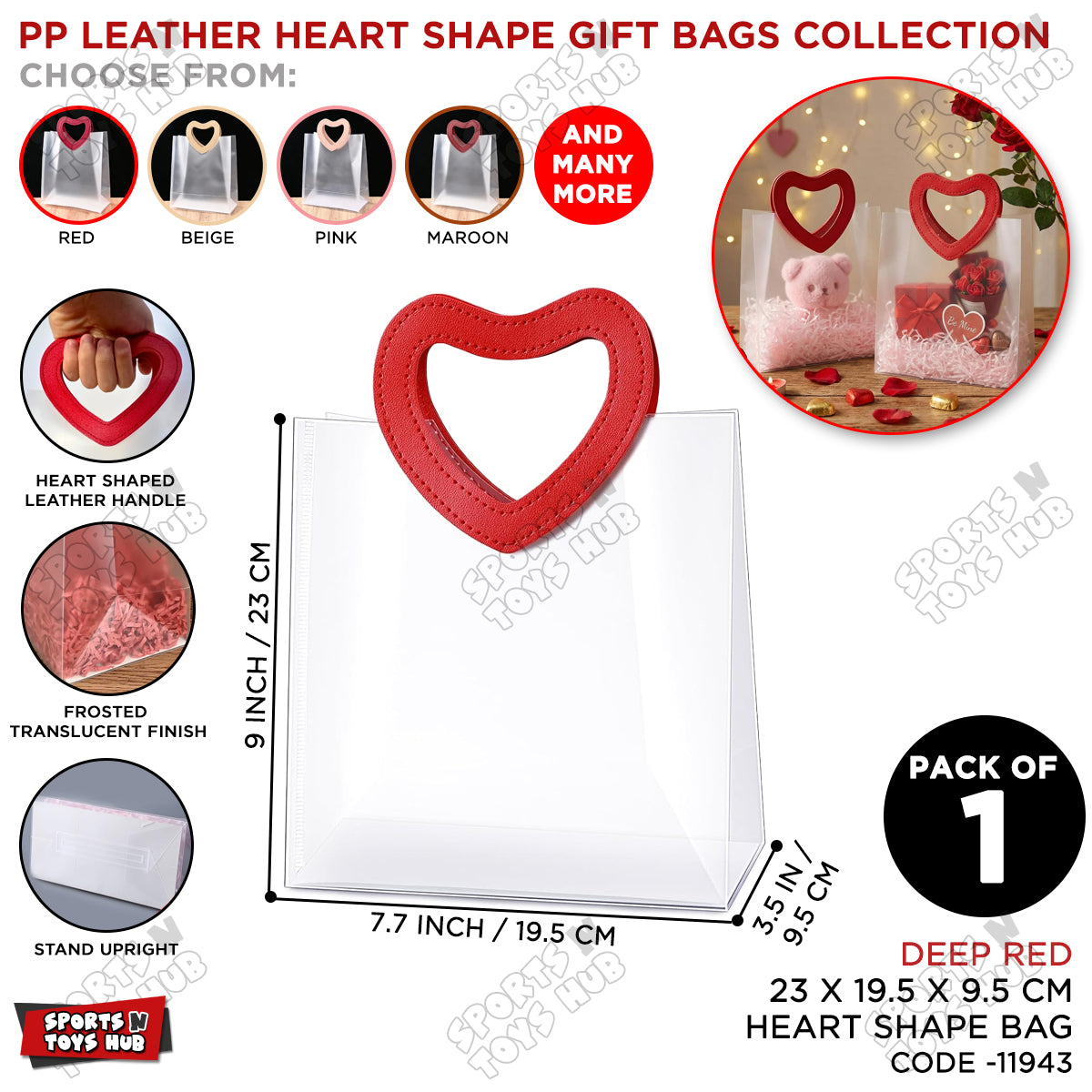 Transparent PVC Gift Bag with Heart-Shaped Handle – Clear Gift & Shopping Tote Bag for Party Favors, Wedding Events, Boutique Products, Retail Packaging, Gift Wrapping & Special Occasions