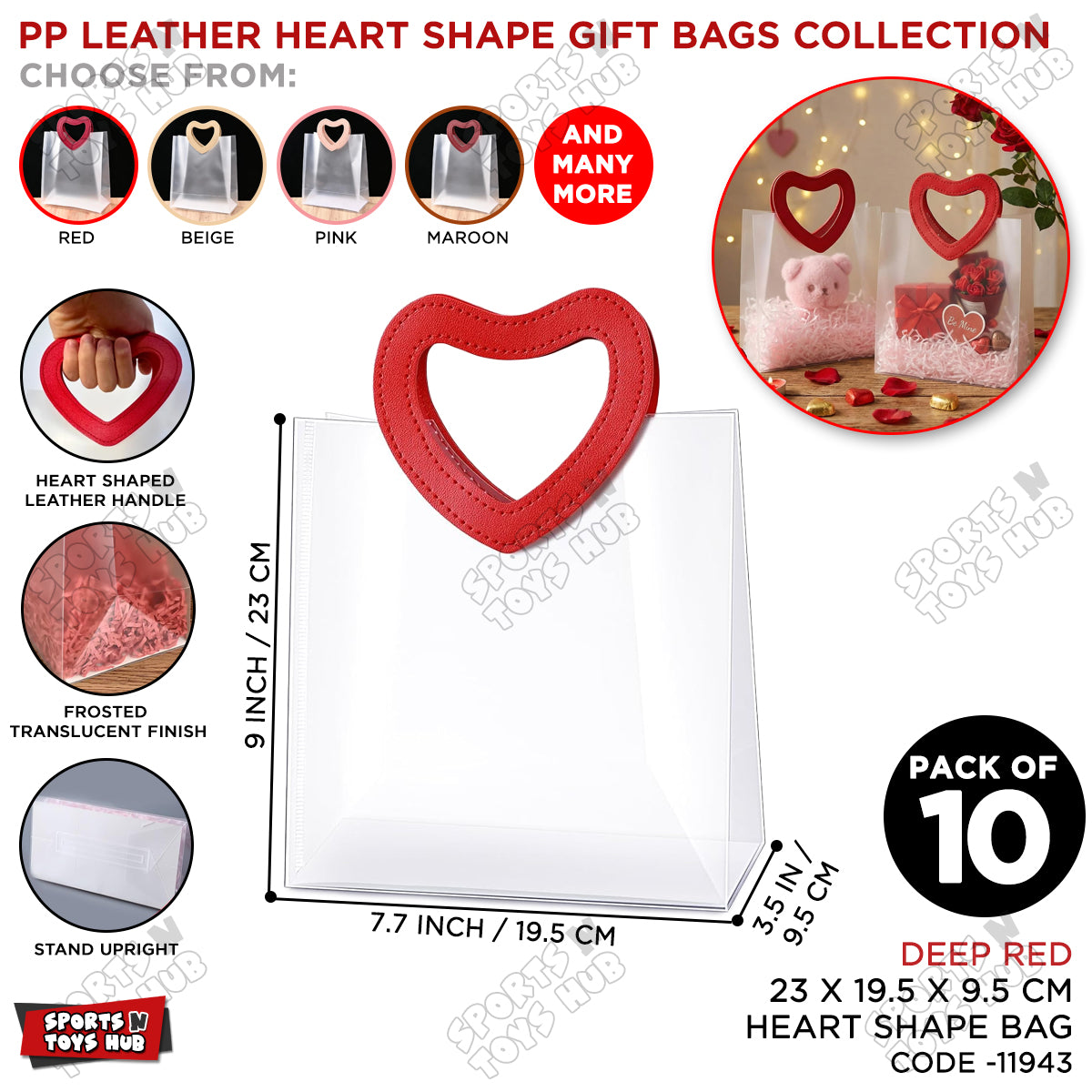 Transparent PVC Gift Bag with Heart-Shaped Handle – Clear Gift & Shopping Tote Bag for Party Favors, Wedding Events, Boutique Products, Retail Packaging, Gift Wrapping & Special Occasions