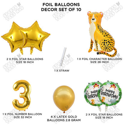 Jungle Safari Leopard Pack Of 10 Foil Balloon Set