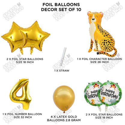 Jungle Safari Leopard Pack Of 10 Foil Balloon Set