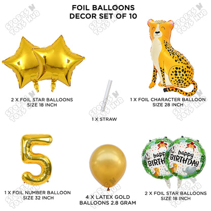 Jungle Safari Leopard Pack Of 10 Foil Balloon Set