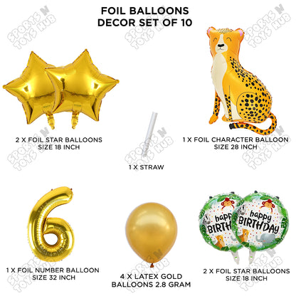 Jungle Safari Leopard Pack Of 10 Foil Balloon Set
