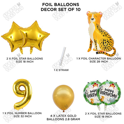 Jungle Safari Leopard Pack Of 10 Foil Balloon Set