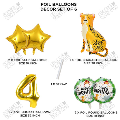 Jungle Safari Leopard Pack Of 6 Foil Balloon Set