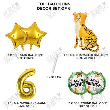 Jungle Safari Leopard Pack Of 6 Foil Balloon Set