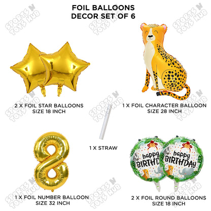 Jungle Safari Leopard Pack Of 6 Foil Balloon Set